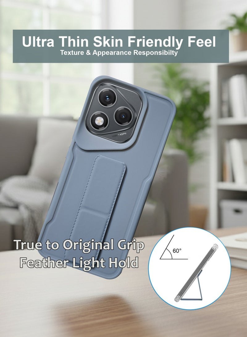 Honor 400 Lite Hand Grip Case Cover - Magnetic Hand Grip Holder & Kickstand - Strong Grip for Magnetic Car Holder, Stylish Silicone Case & Functional, Ultimate Convenience & Hands-Free Viewing - Grey - Image 2